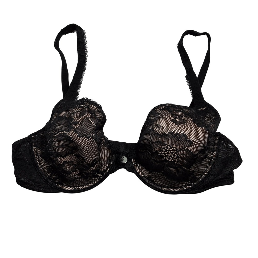 Victorias Secret Body Perfect Coverage Unlined‎ Lace Bra Black 34B